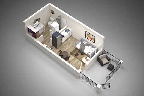 Floor plan for studio, 1 bath, 315 sqft